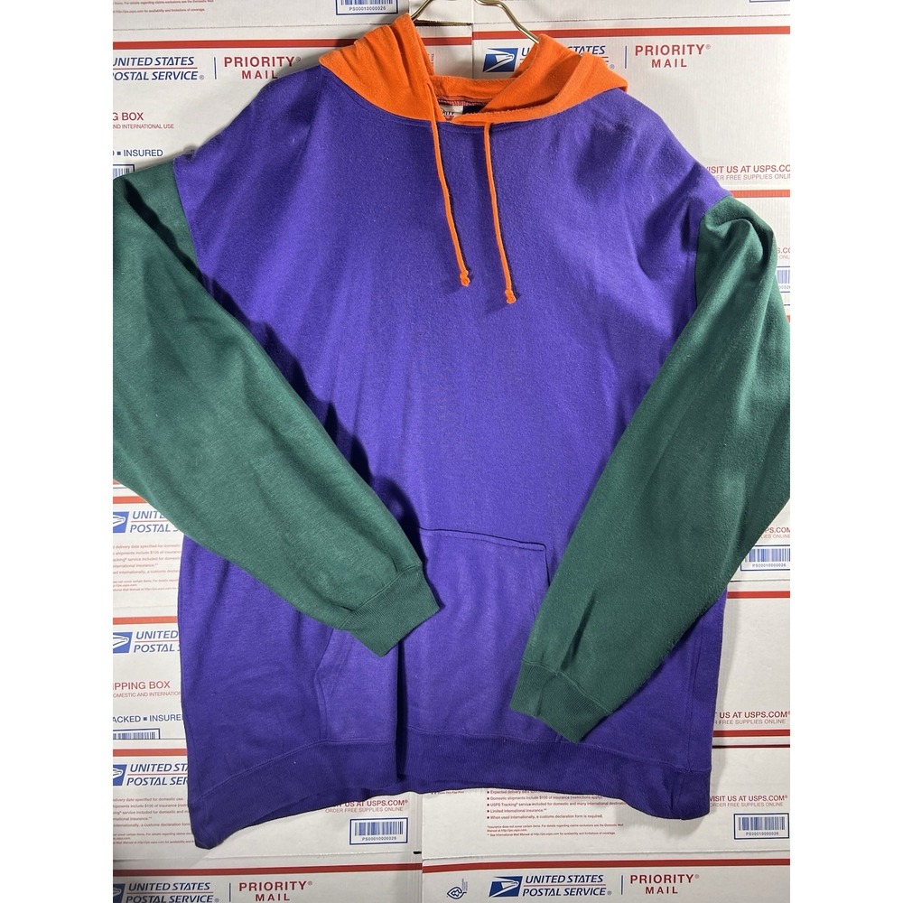Vintage Priority Male Colorblock Hoodie 100% Acrylic Rare 80s‎ 90s Pullover